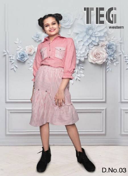 Pink Colour TEG KIDS Designer Children Western Wear South Cotton Printed Two Piece Girls Collection TEG 03